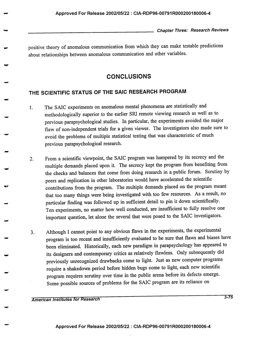 An Evaluation of Remote Viewing: Research and Applications — leaf 104, printed page 3-75, facsimile of the released scan