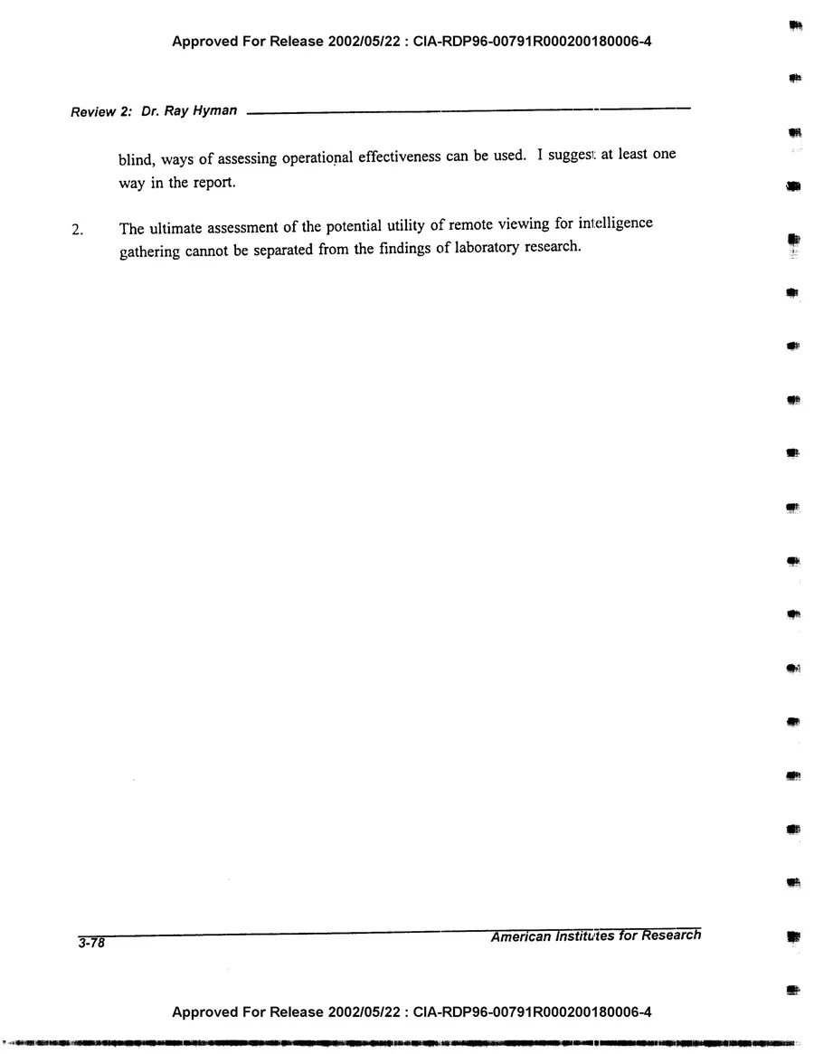 An Evaluation of Remote Viewing: Research and Applications — leaf 107, printed page 3-78, facsimile of the released scan