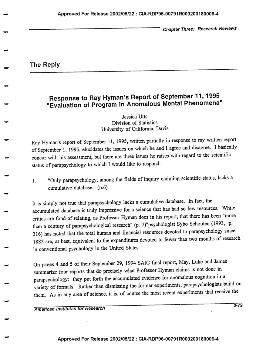 An Evaluation of Remote Viewing: Research and Applications — leaf 108, printed page 3-79, facsimile of the released scan