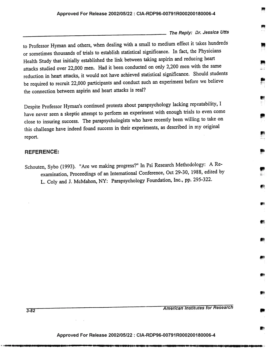An Evaluation of Remote Viewing: Research and Applications — leaf 111, printed page 3-82, facsimile of the released scan