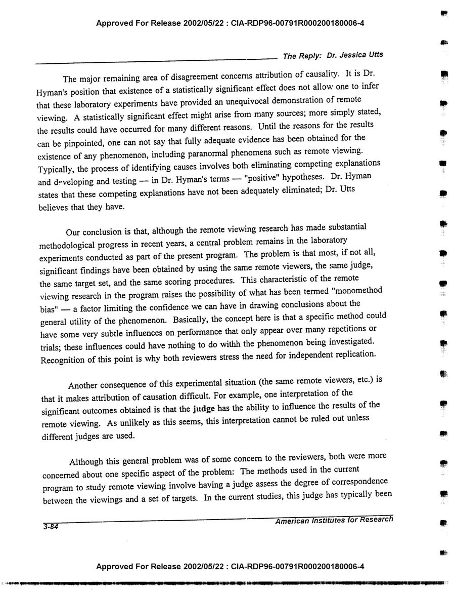 An Evaluation of Remote Viewing: Research and Applications — leaf 113, printed page 3-84, facsimile of the released scan