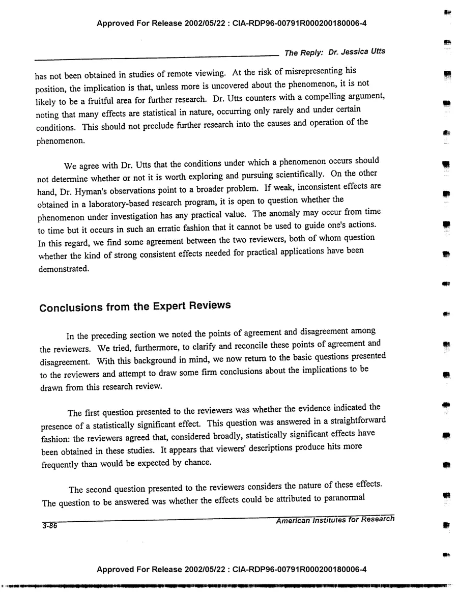 An Evaluation of Remote Viewing: Research and Applications — leaf 115, printed page 3-86, facsimile of the released scan