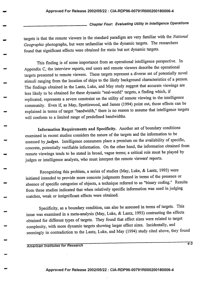 An Evaluation of Remote Viewing: Research and Applications — leaf 121, printed page 4-3, facsimile of the released scan