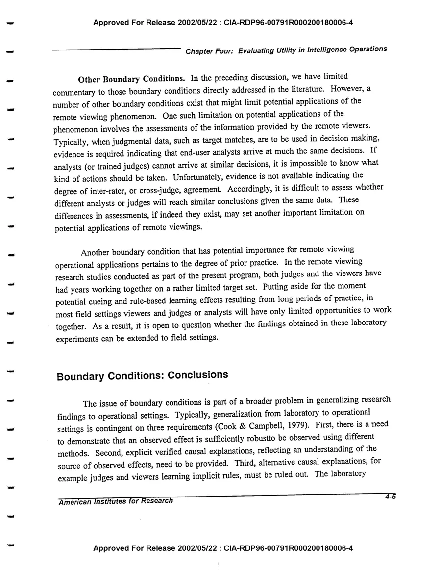 An Evaluation of Remote Viewing: Research and Applications — leaf 123, printed page 4-5, facsimile of the released scan