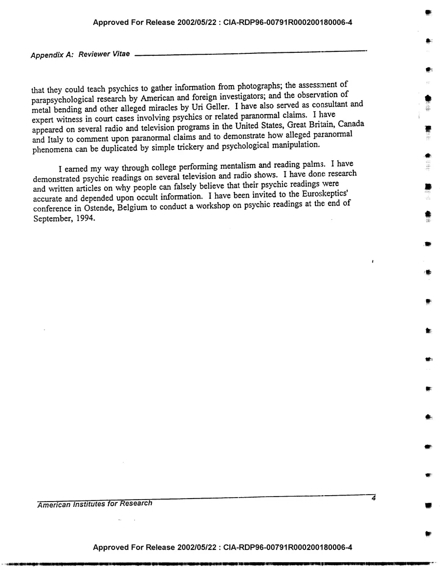 An Evaluation of Remote Viewing: Research and Applications — leaf 144, printed page 4, facsimile of the released scan
