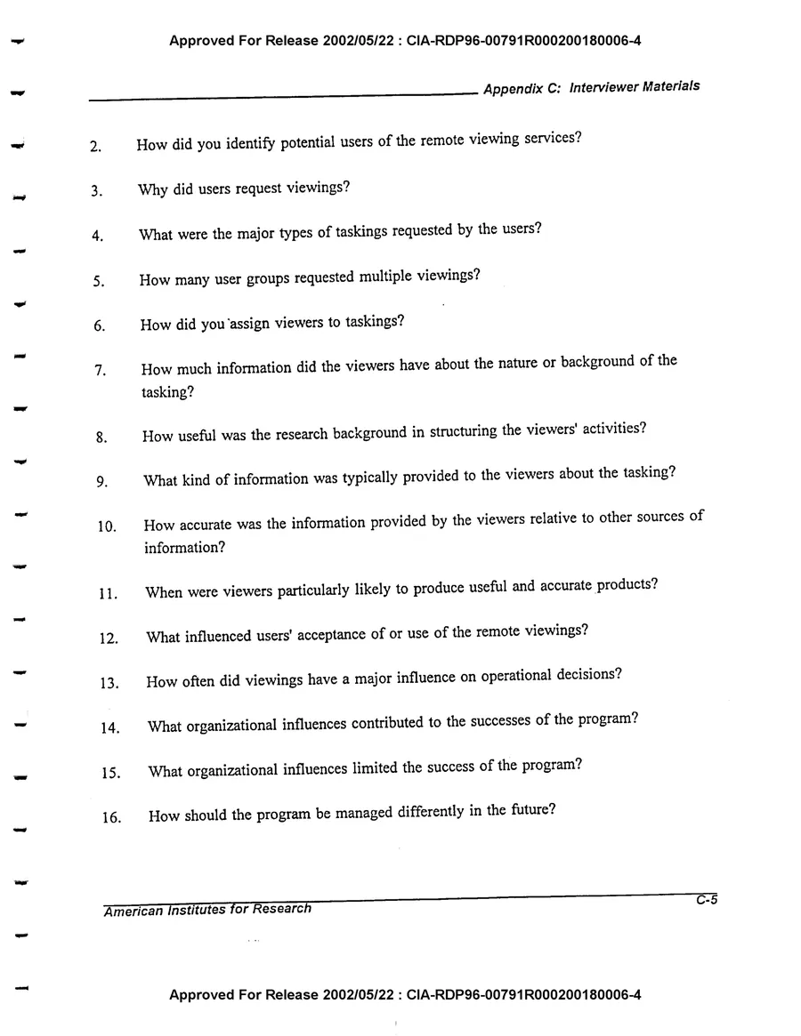 An Evaluation of Remote Viewing: Research and Applications — leaf 168, printed page C-5, facsimile of the released scan