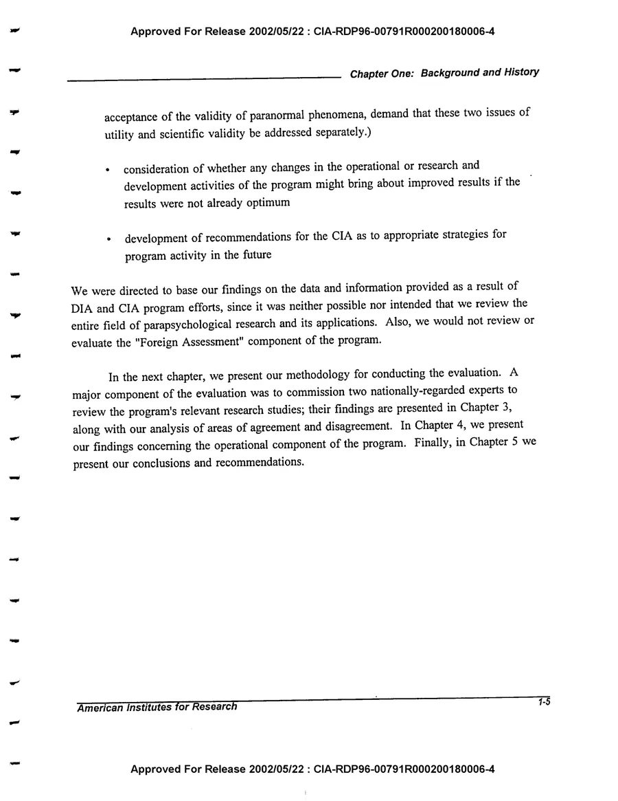 An Evaluation of Remote Viewing: Research and Applications — leaf 16, printed page 1-5, facsimile of the released scan