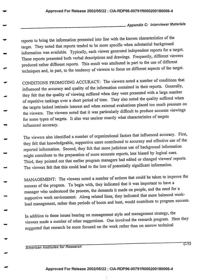An Evaluation of Remote Viewing: Research and Applications — leaf 176, printed page C-13, facsimile of the released scan