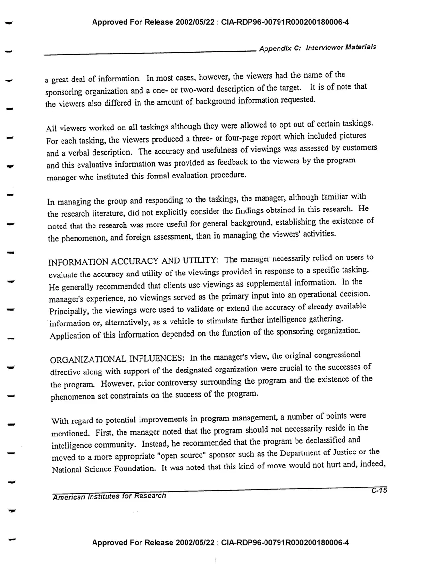 An Evaluation of Remote Viewing: Research and Applications — leaf 178, printed page C-15, facsimile of the released scan