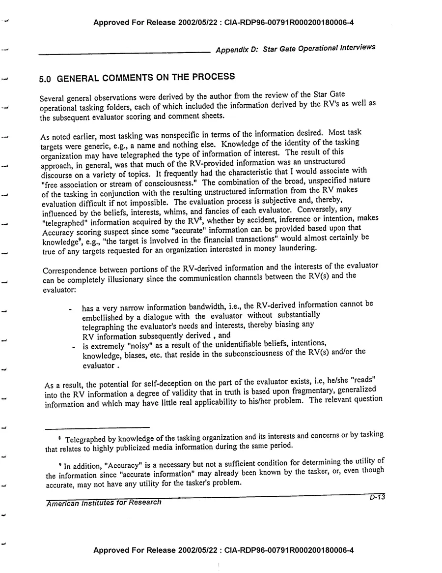 An Evaluation of Remote Viewing: Research and Applications — leaf 193, printed page D-13, facsimile of the released scan