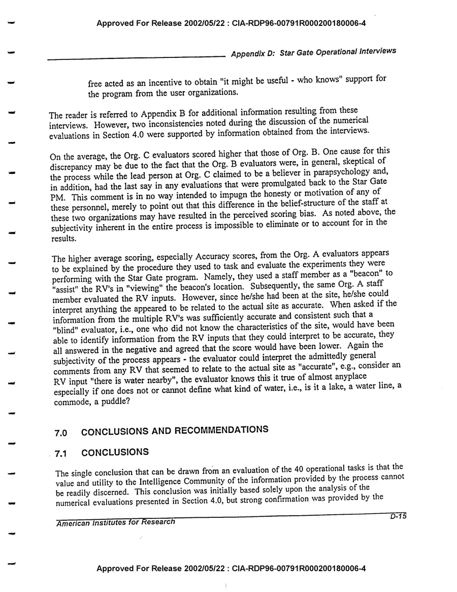 An Evaluation of Remote Viewing: Research and Applications — leaf 195, printed page D-15, facsimile of the released scan