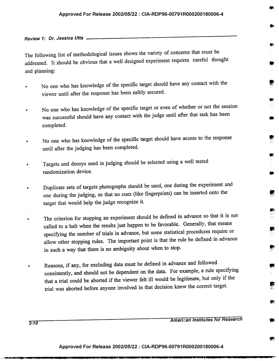 An Evaluation of Remote Viewing: Research and Applications — leaf 39, printed page 3-10, facsimile of the released scan