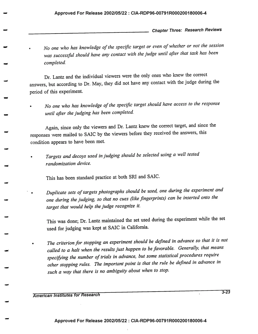 An Evaluation of Remote Viewing: Research and Applications — leaf 52, printed page 3-23, facsimile of the released scan