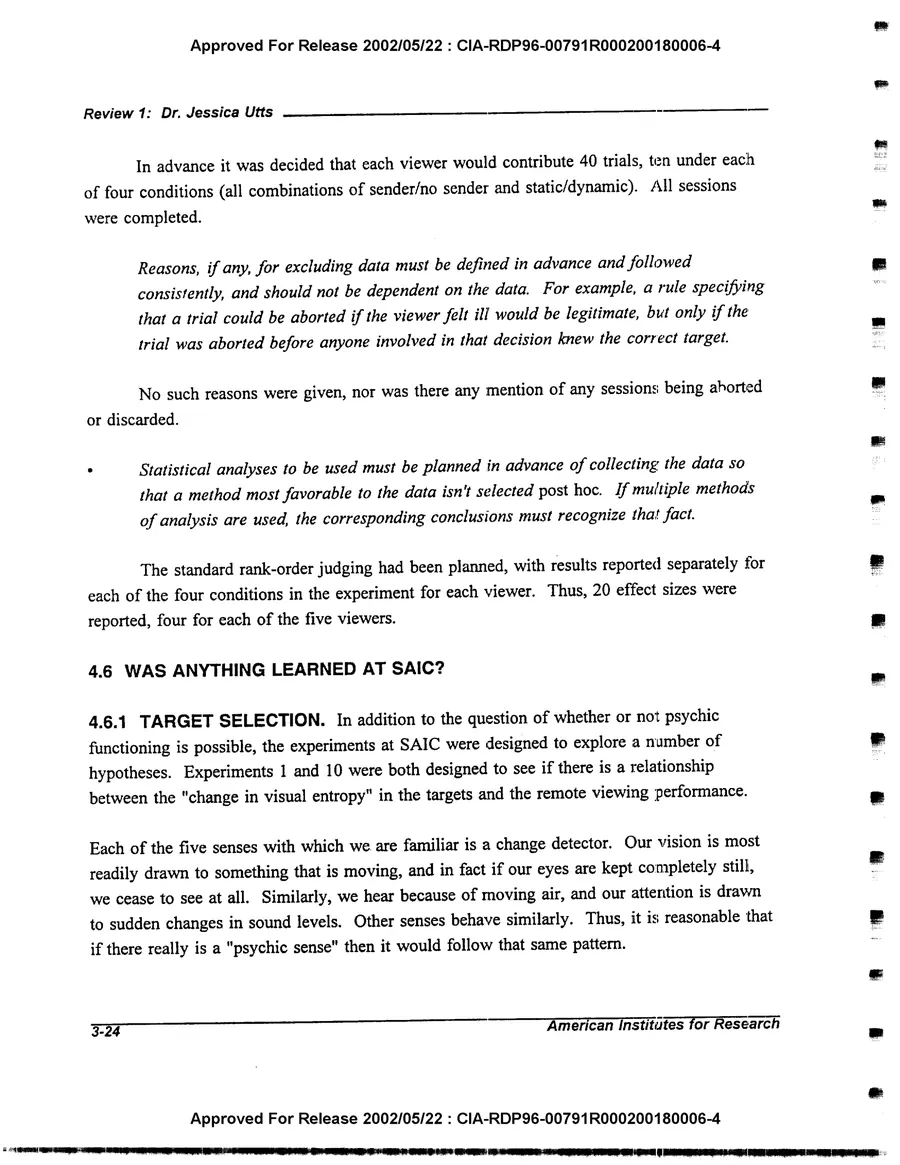 An Evaluation of Remote Viewing: Research and Applications — leaf 53, printed page 3-24, facsimile of the released scan