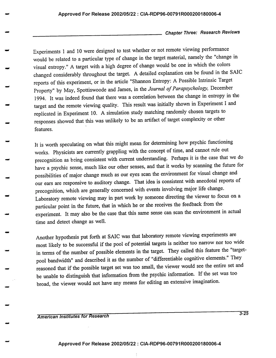 An Evaluation of Remote Viewing: Research and Applications — leaf 54, printed page 3-25, facsimile of the released scan