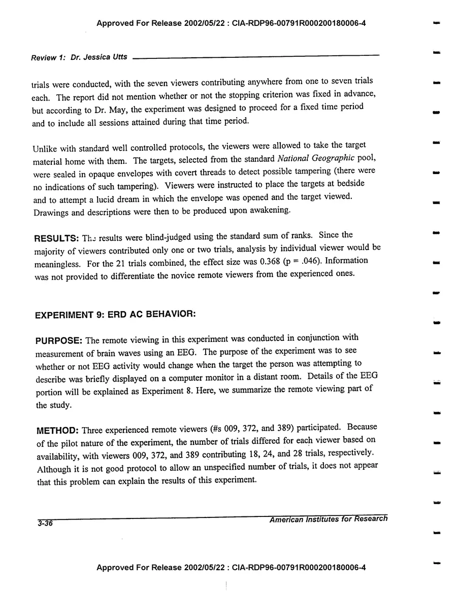 An Evaluation of Remote Viewing: Research and Applications — leaf 65, printed page 3-36, facsimile of the released scan