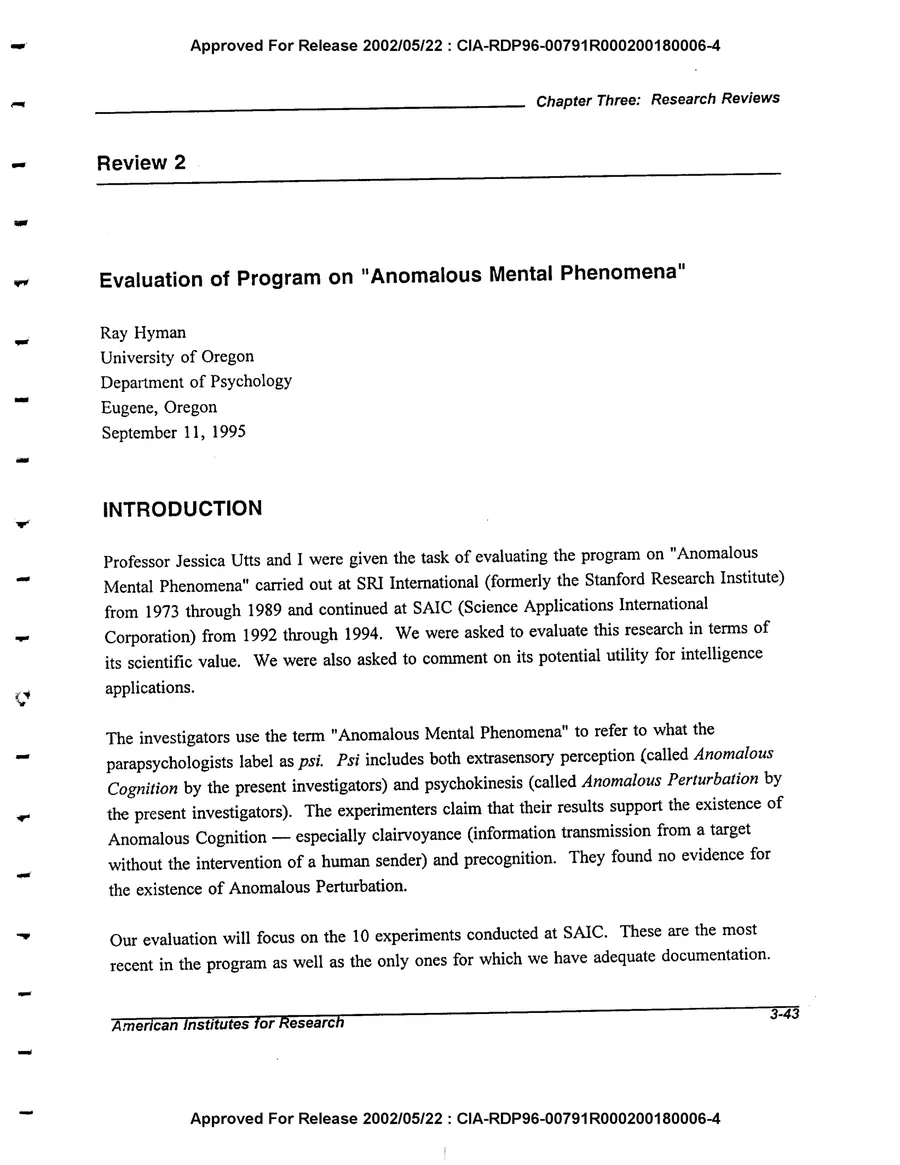 An Evaluation of Remote Viewing: Research and Applications — leaf 72, printed page 3-43, facsimile of the released scan