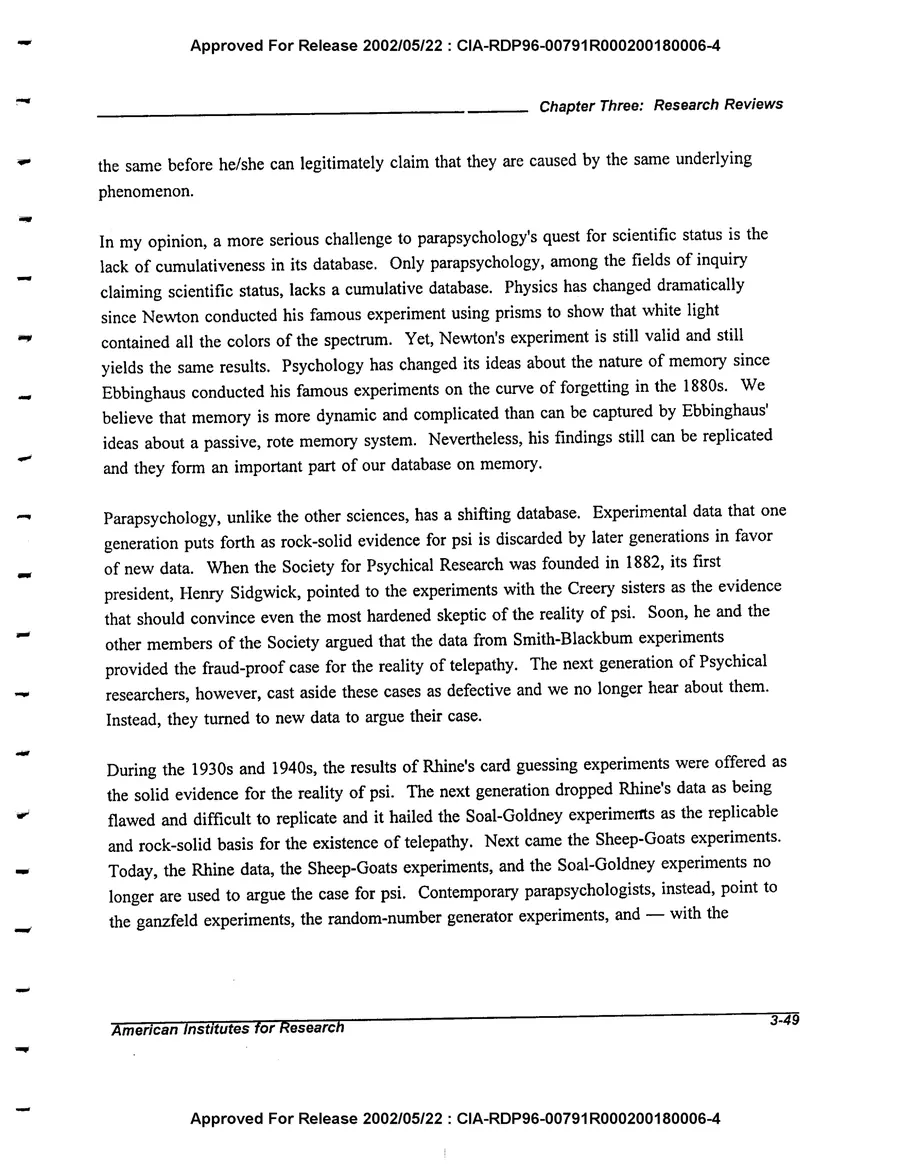 An Evaluation of Remote Viewing: Research and Applications — leaf 78, printed page 3-49, facsimile of the released scan