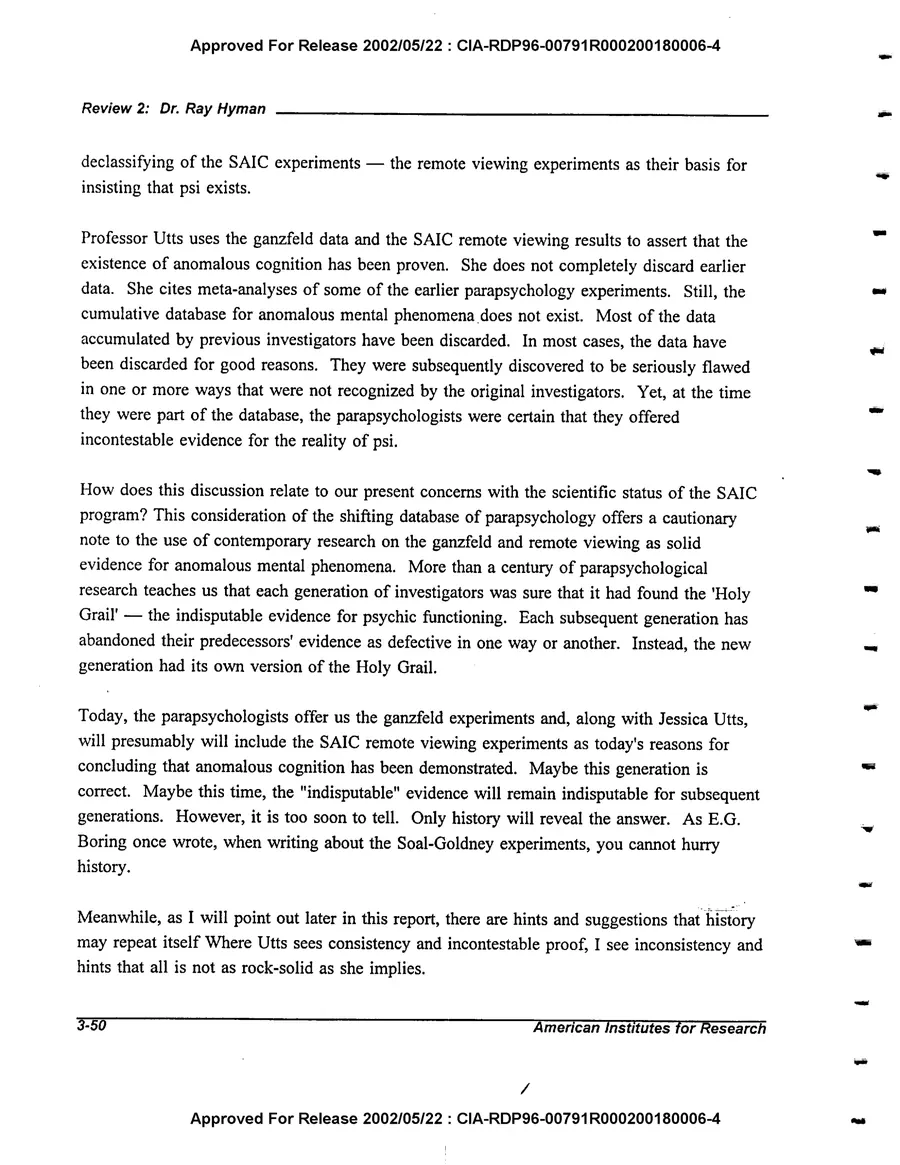 An Evaluation of Remote Viewing: Research and Applications — leaf 79, printed page 3-50, facsimile of the released scan