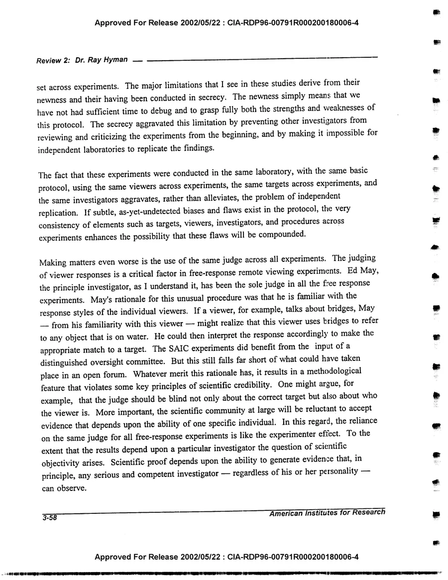An Evaluation of Remote Viewing: Research and Applications — leaf 87, printed page 3-58, facsimile of the released scan