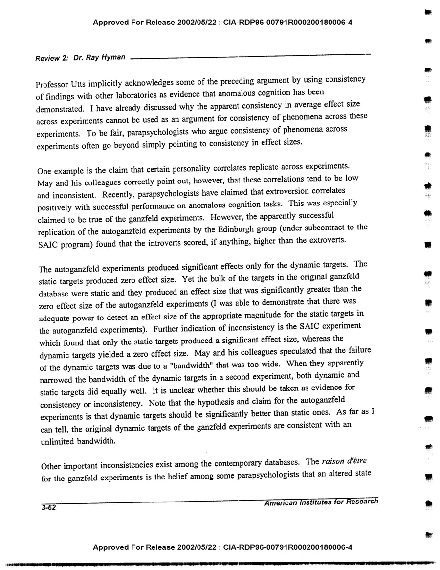 An Evaluation of Remote Viewing: Research and Applications — leaf 91, printed page 3-62, facsimile of the released scan