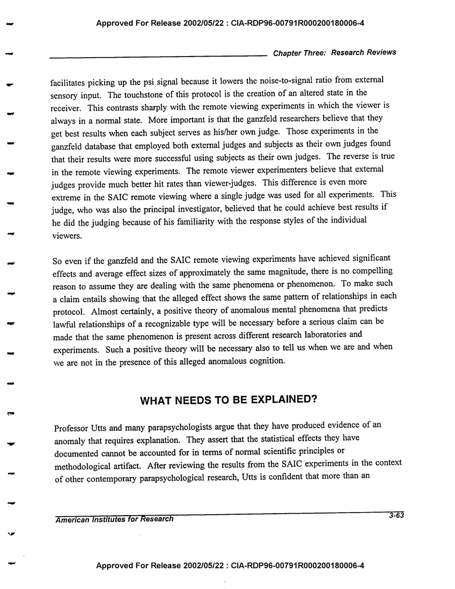 An Evaluation of Remote Viewing: Research and Applications — leaf 92, printed page 3-63, facsimile of the released scan