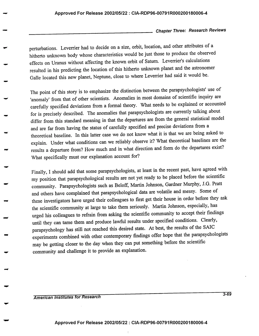 An Evaluation of Remote Viewing: Research and Applications — leaf 98, printed page 3-69, facsimile of the released scan