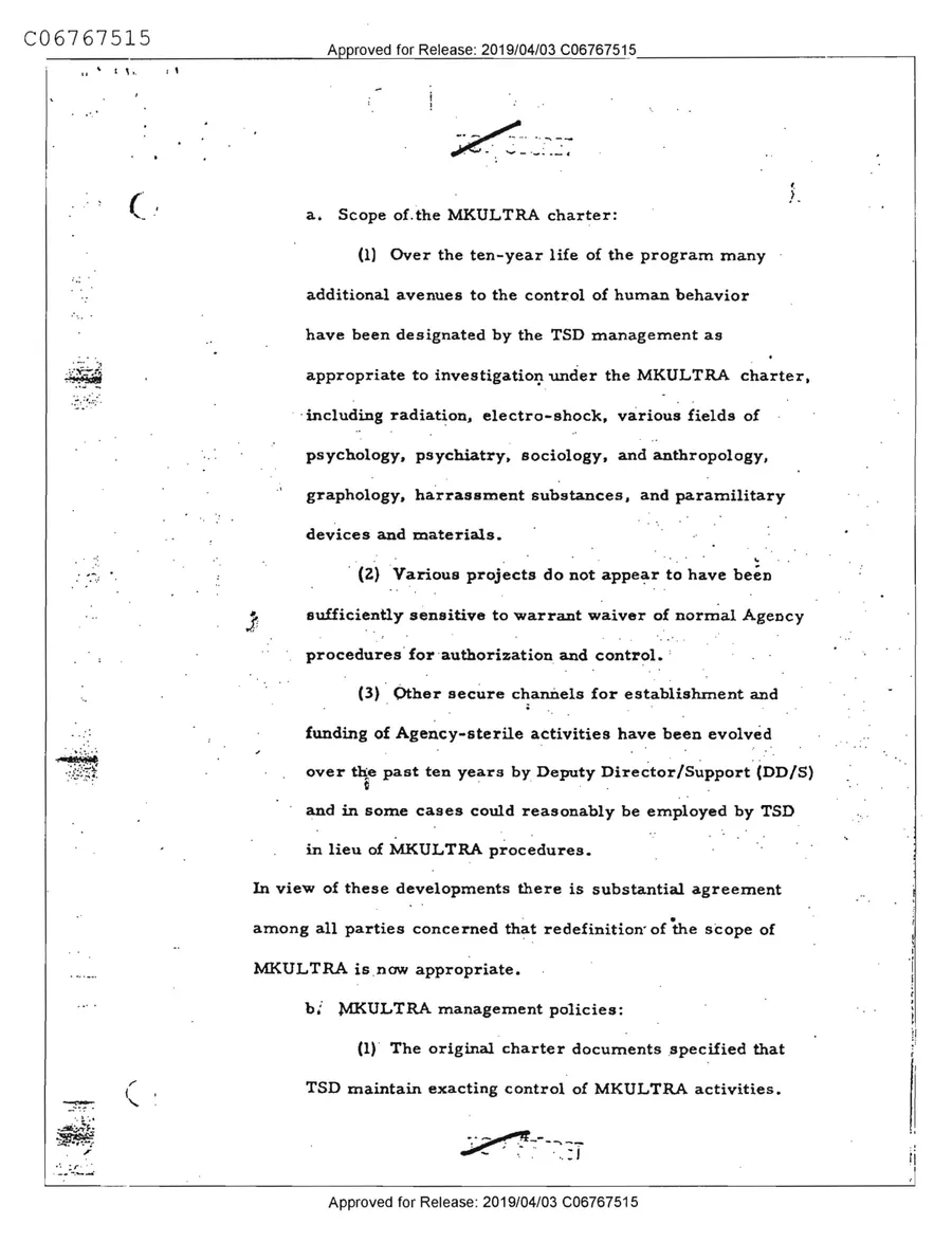 Report of Inspection of MKULTRA — leaf 6, facsimile of the released scan