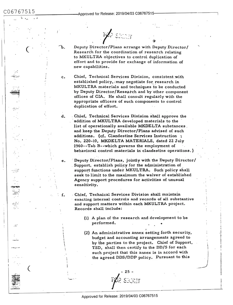 Report of Inspection of MKULTRA — leaf 27, printed page 25, facsimile of the released scan