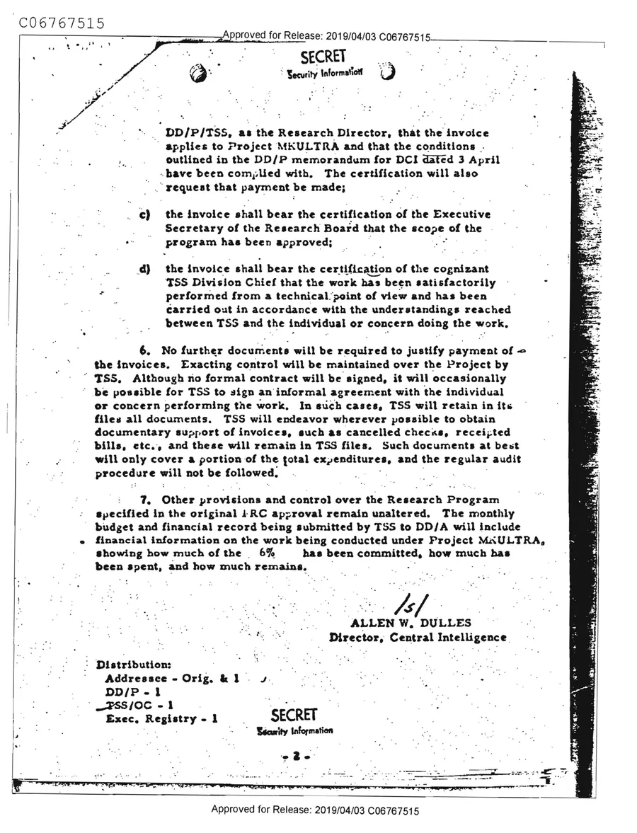 Report of Inspection of MKULTRA — leaf 38, printed page 2 (Tab B, 13 April 1953), facsimile of the released scan