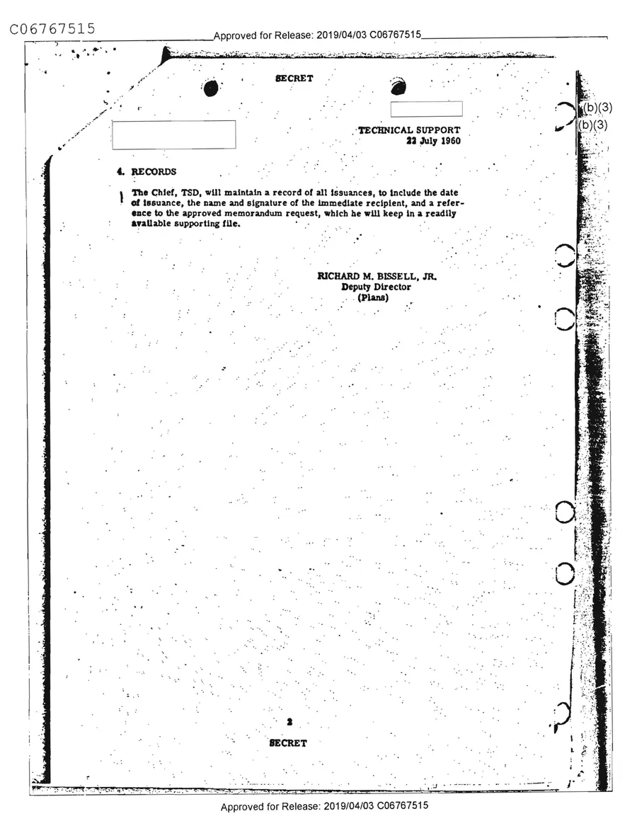 Report of Inspection of MKULTRA — leaf 43, printed page 2 (Tab B, MKDELTA), facsimile of the released scan