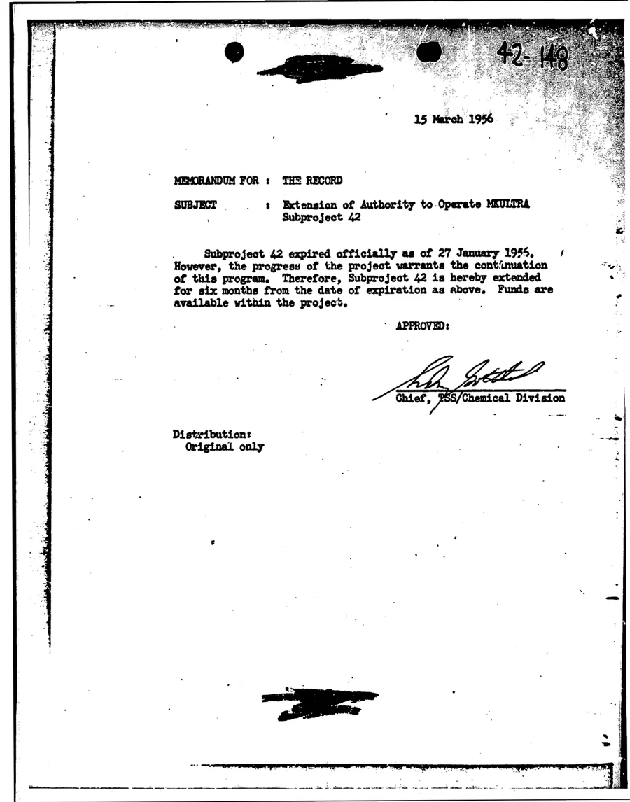 Report of Inspection of MKULTRA — leaf 55, facsimile of the released scan