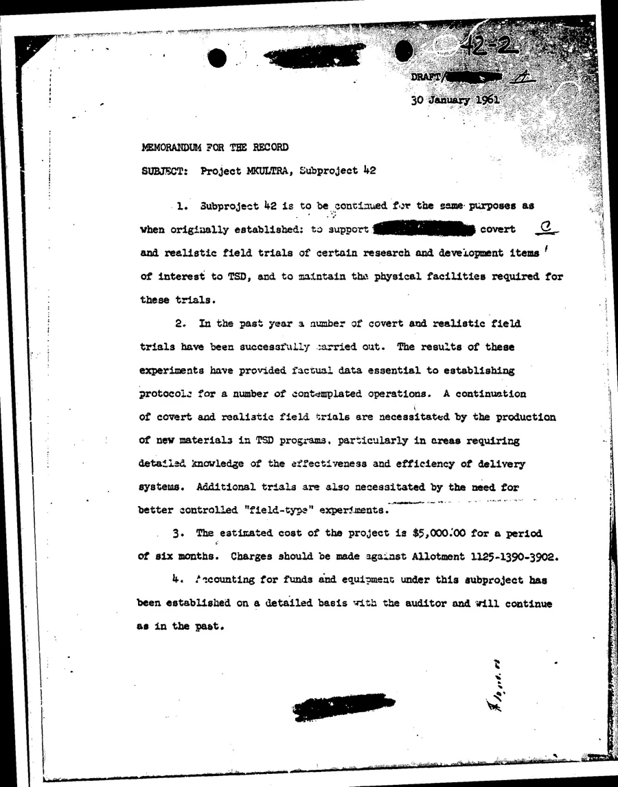 Report of Inspection of MKULTRA — leaf 59, facsimile of the released scan