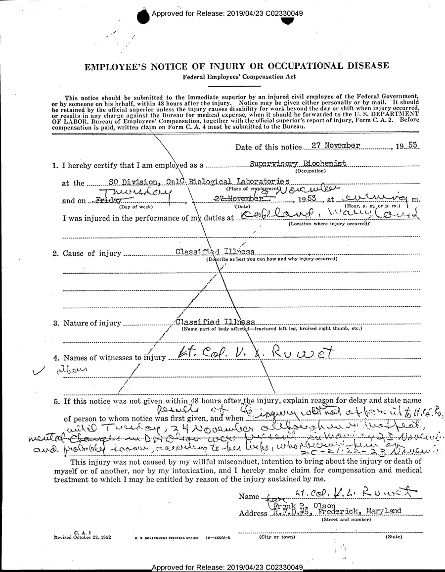 FRANK R. OLSON — leaf 5, facsimile of the released scan