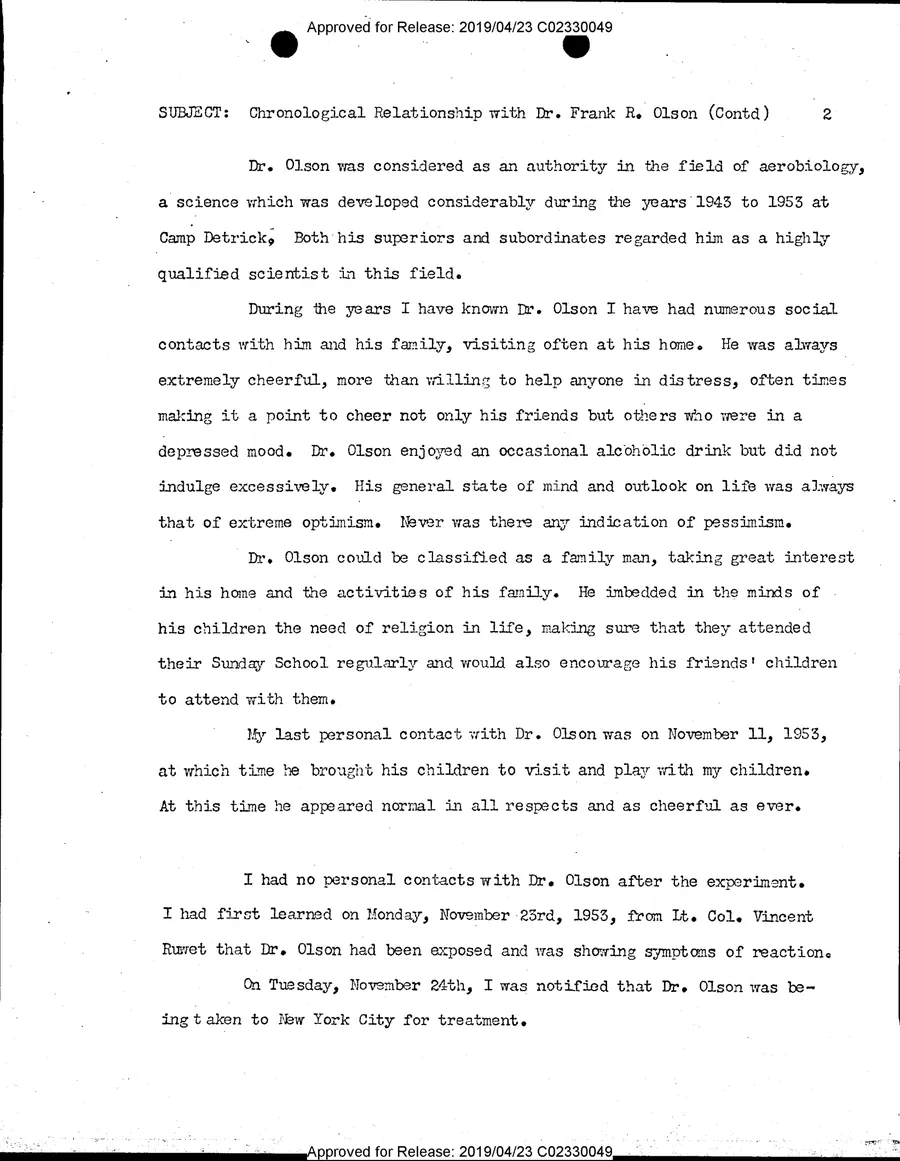 FRANK R. OLSON — leaf 29, printed page 2, facsimile of the released scan
