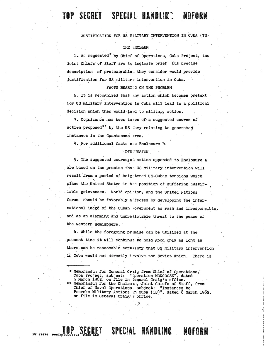 Justification for US Military Intervention in Cuba — leaf 26, printed page 2, facsimile of the released scan