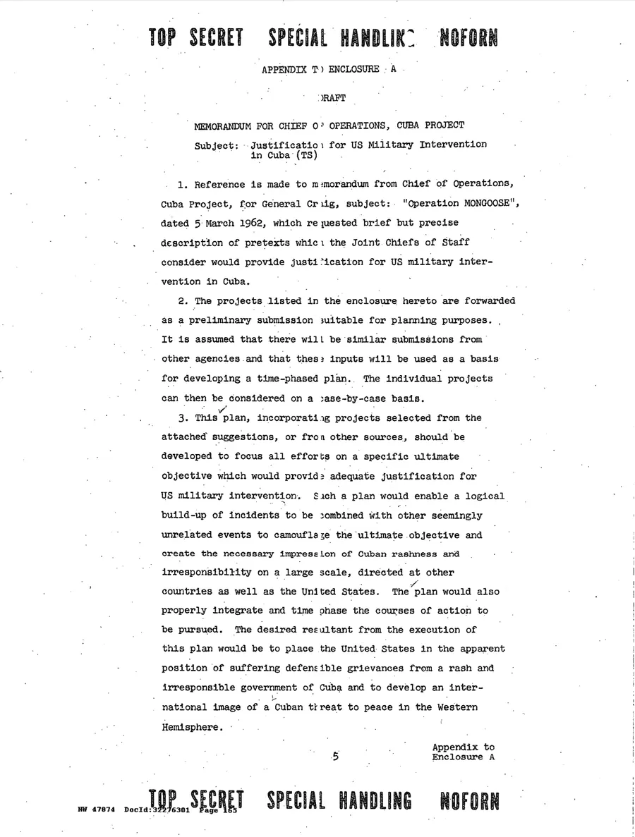Justification for US Military Intervention in Cuba — leaf 29, printed page 5, facsimile of the released scan