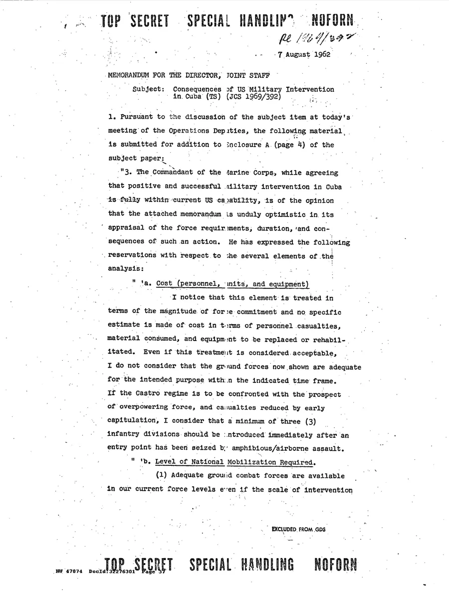 Justification for US Military Intervention in Cuba — leaf 56, facsimile of the released scan