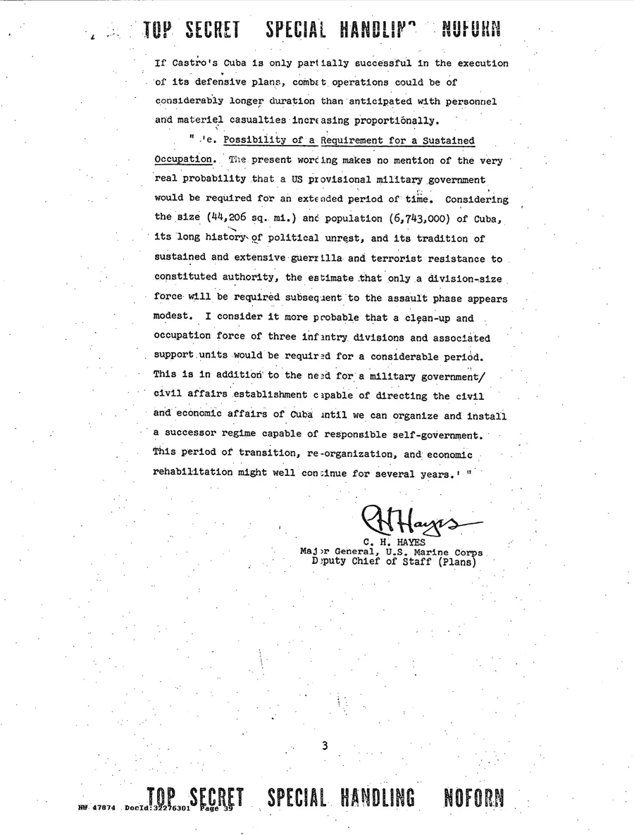 Justification for US Military Intervention in Cuba — leaf 58, printed page 3, facsimile of the released scan
