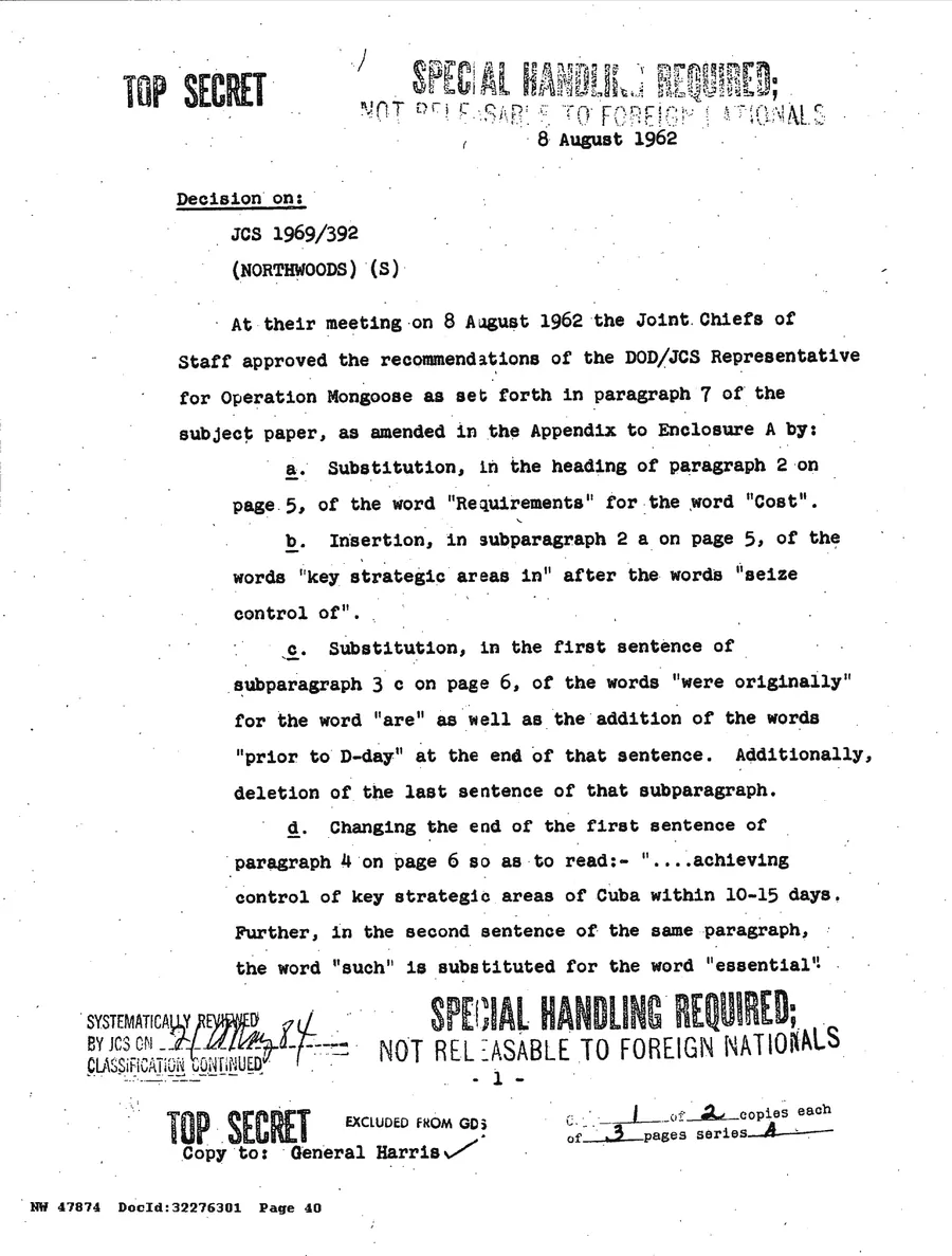 Justification for US Military Intervention in Cuba — leaf 59, printed page 1, facsimile of the released scan