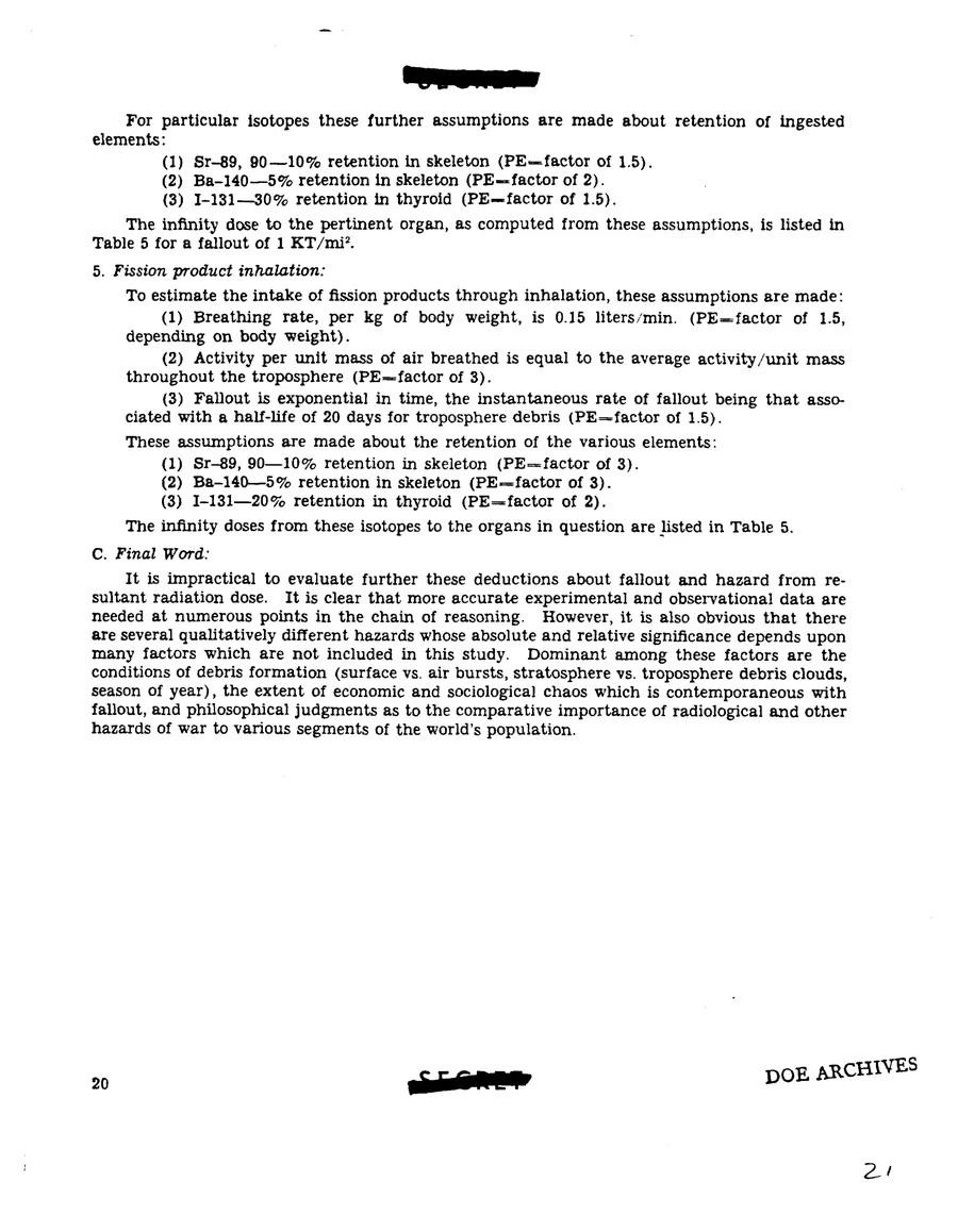 Report on Project Gabriel — leaf 21, printed page 20, facsimile of the released scan