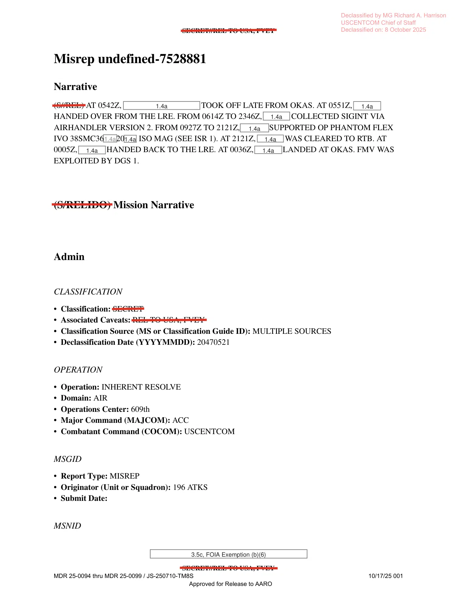 UAP mission report: tracking an object over Iraq, May 2022 (D012) — opening source page