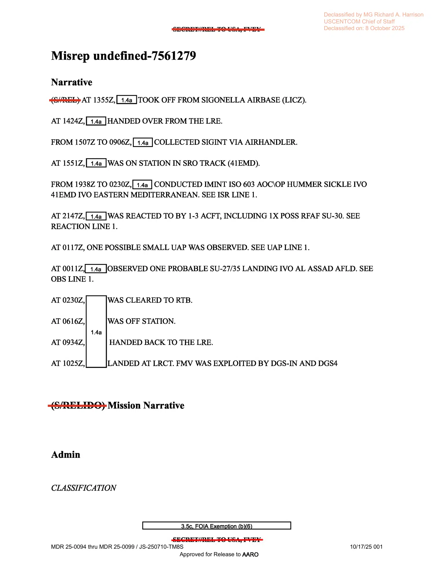 UAP mission report: tracking an object over Iraq, May 2022 (D014) — opening source page
