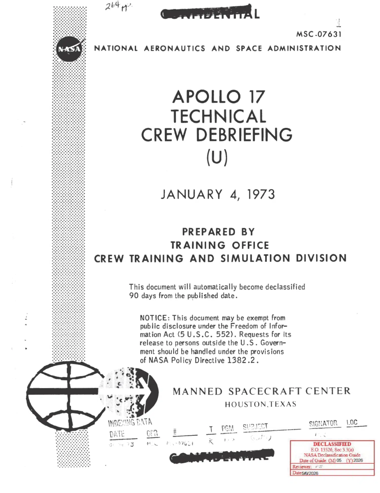 Apollo 17 technical debriefing: light flashes, 1973 — opening source page
