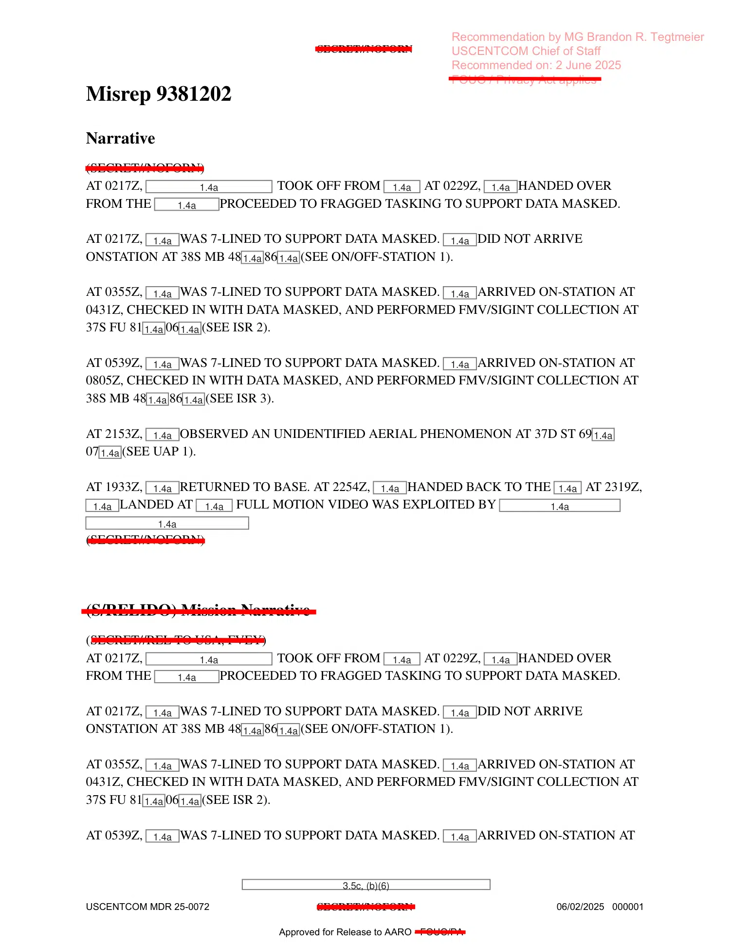 UAP mission report: ball-shaped object over Syria, November 2023 — opening source page