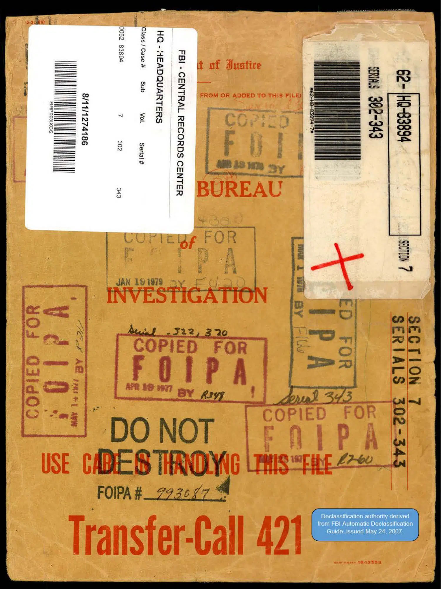 FBI flying-saucer file, Section 7 — opening source page