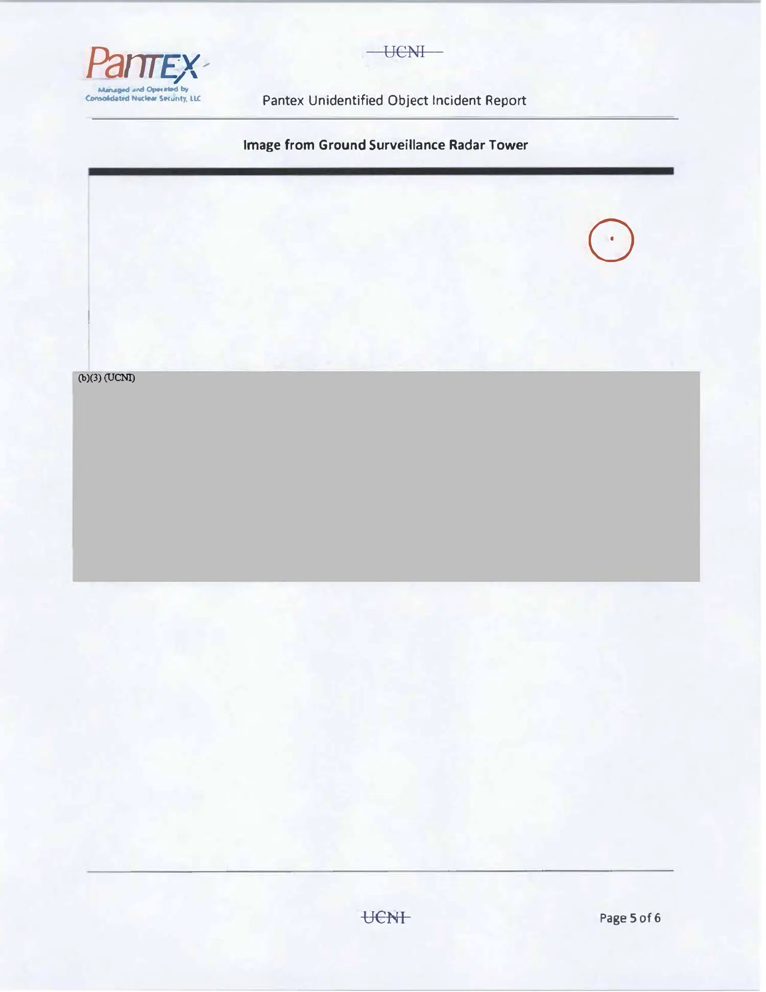 Pantex unidentified-object report — enhanced radar image — opening source page