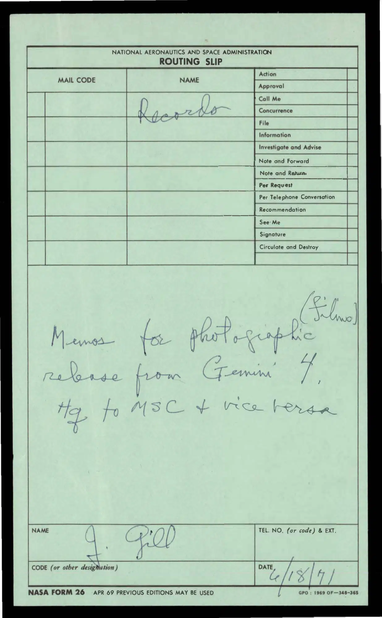 Gemini 4 experiment debriefing and mission papers — opening source page