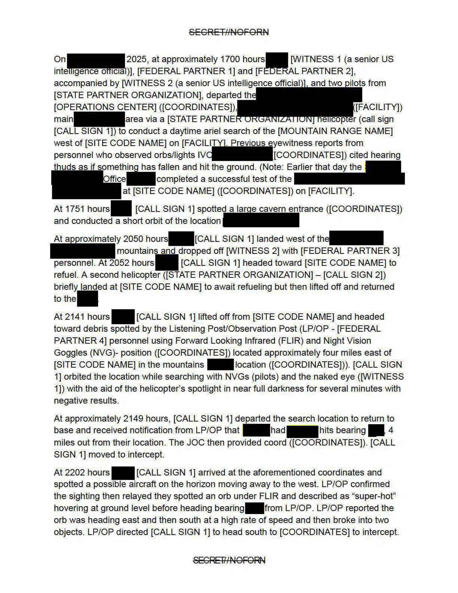 FBI interview with an intelligence official about reported orbs, 2025 — opening source page