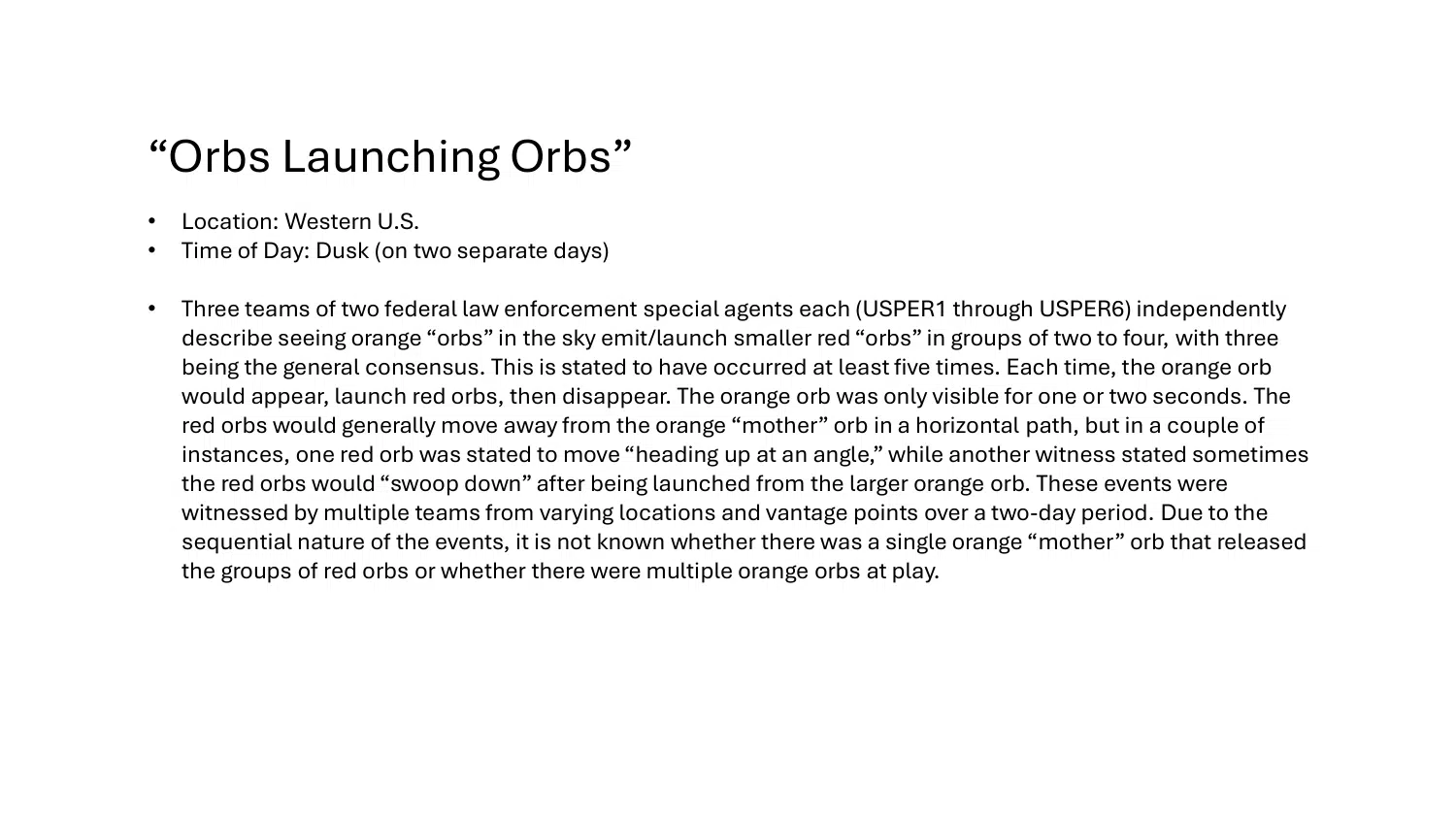 Western United States UAP event: witness summary, 2023 — opening source page